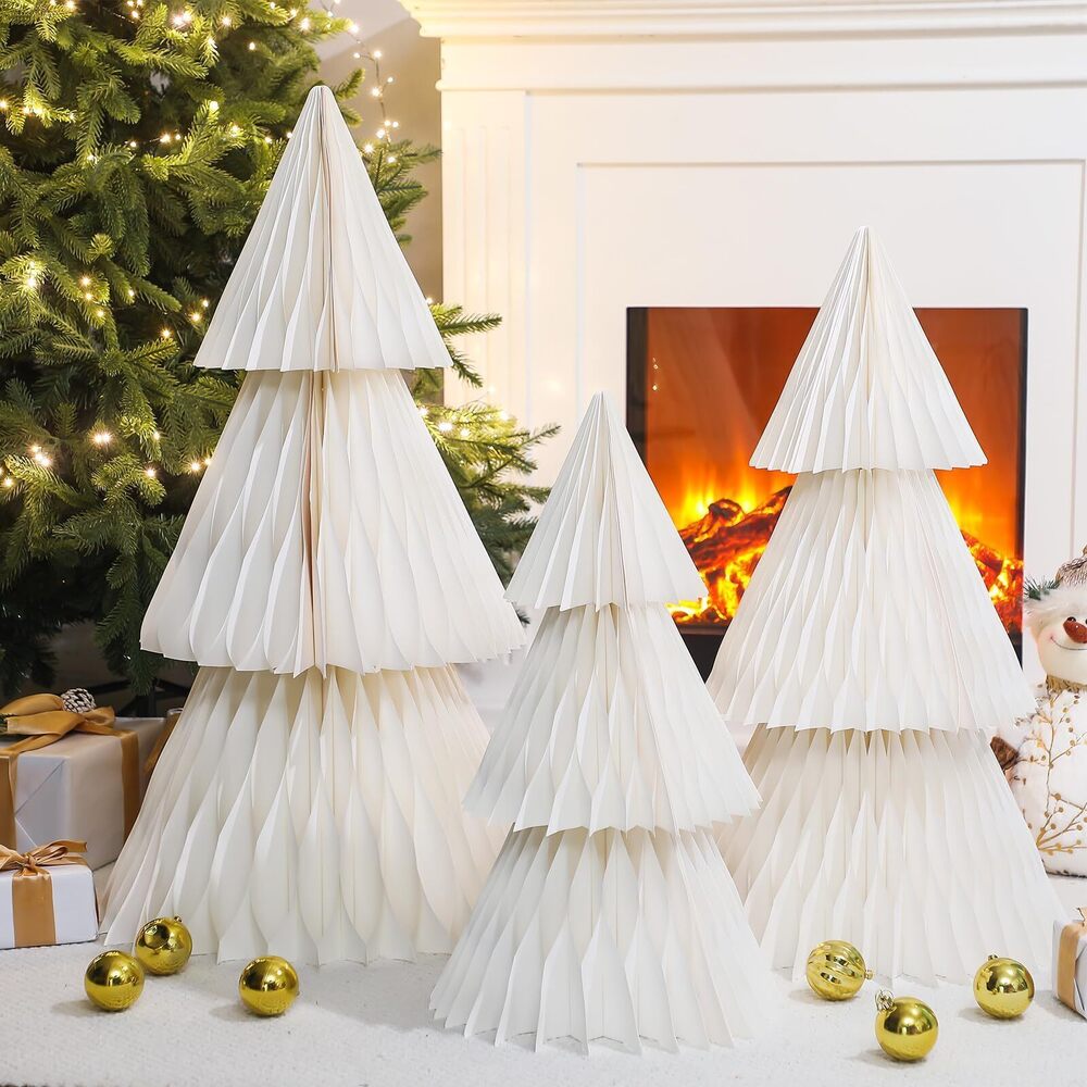 4298 3 Pcs Large Honeycomb Paper Christmas Trees - 2ft 2.5ft & 3ft